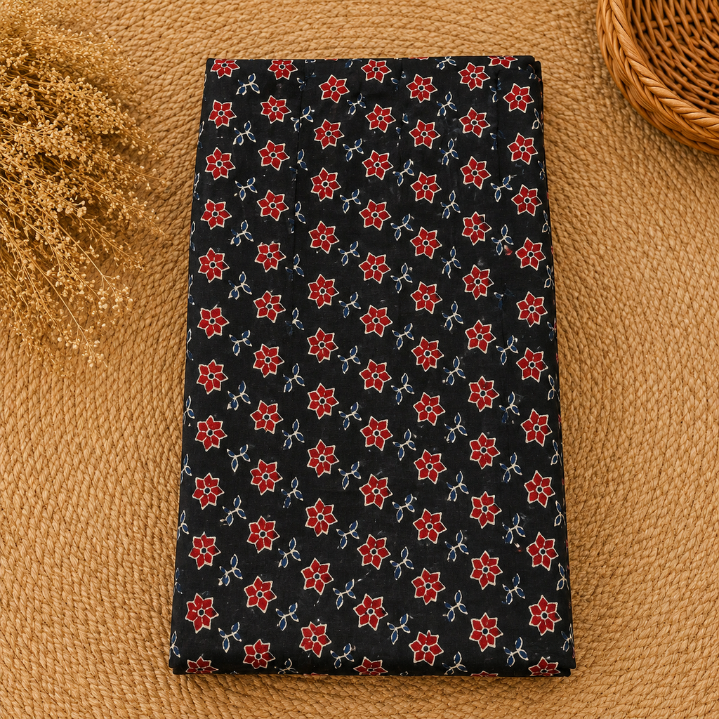 Black Floral Smocked Cotton Top