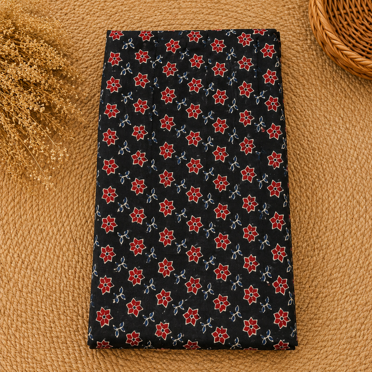 Black Floral Smocked Cotton Top