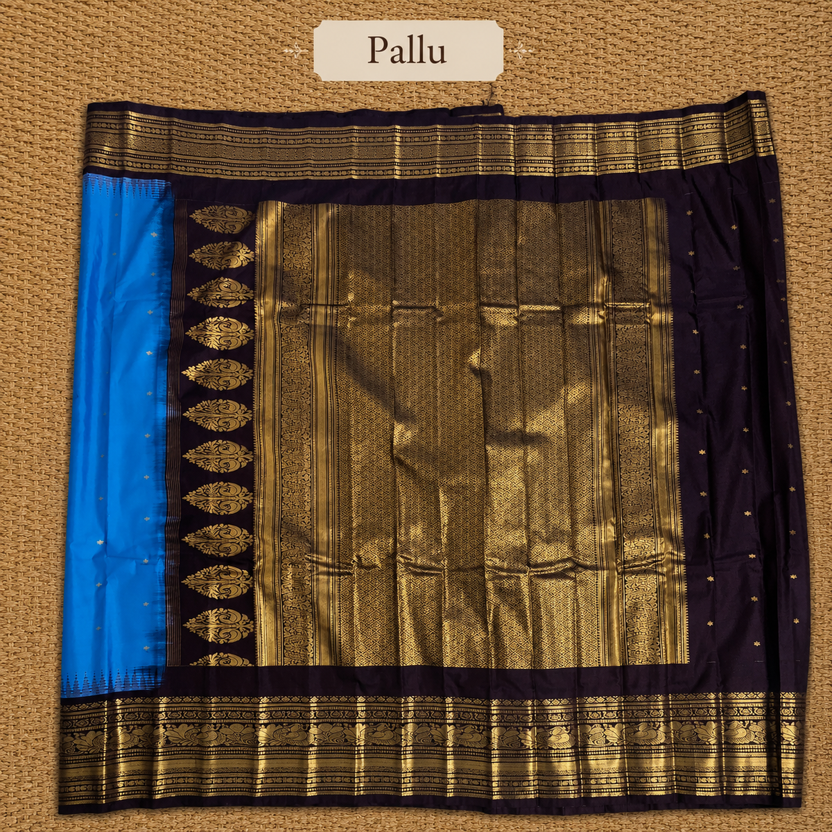 Vivid Turquoise & Deep Wine Semi Gadwal Silk Saree