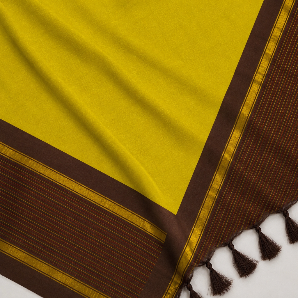 Ikkath SICO Pattu Dress Material – Rich Coffee Brown & Lime Green