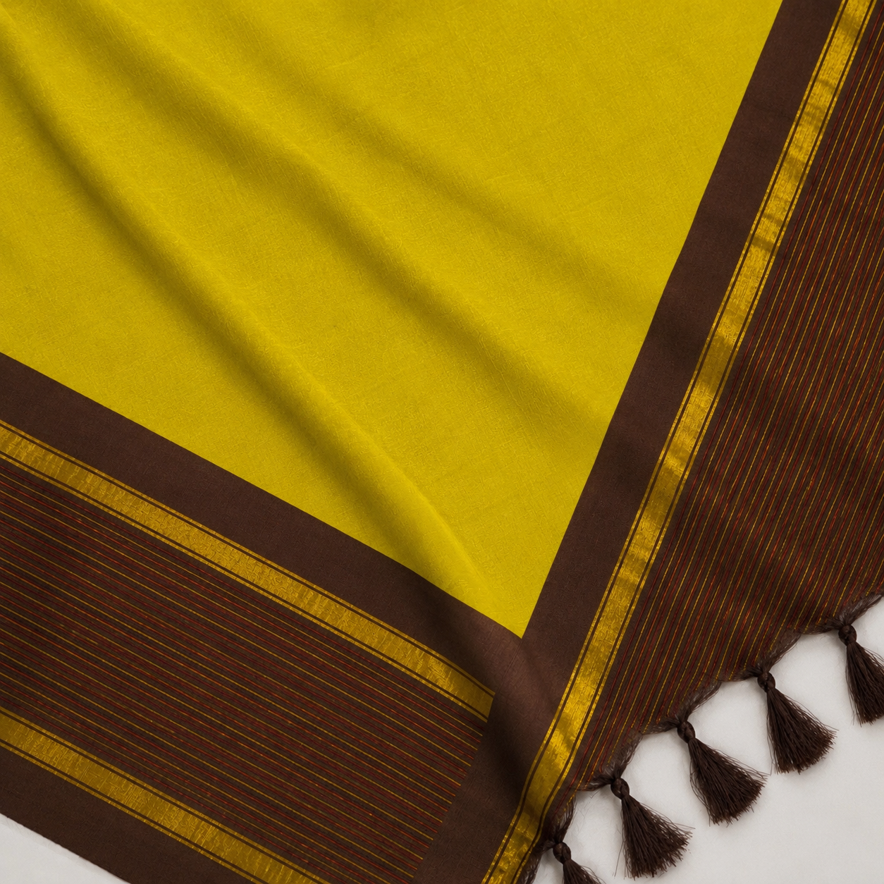 Ikkath SICO Pattu Dress Material – Rich Coffee Brown & Lime Green