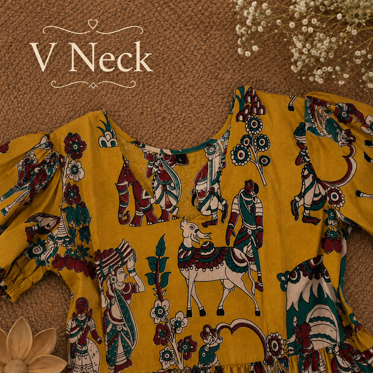 Yellow Kalamkari Frill Frock