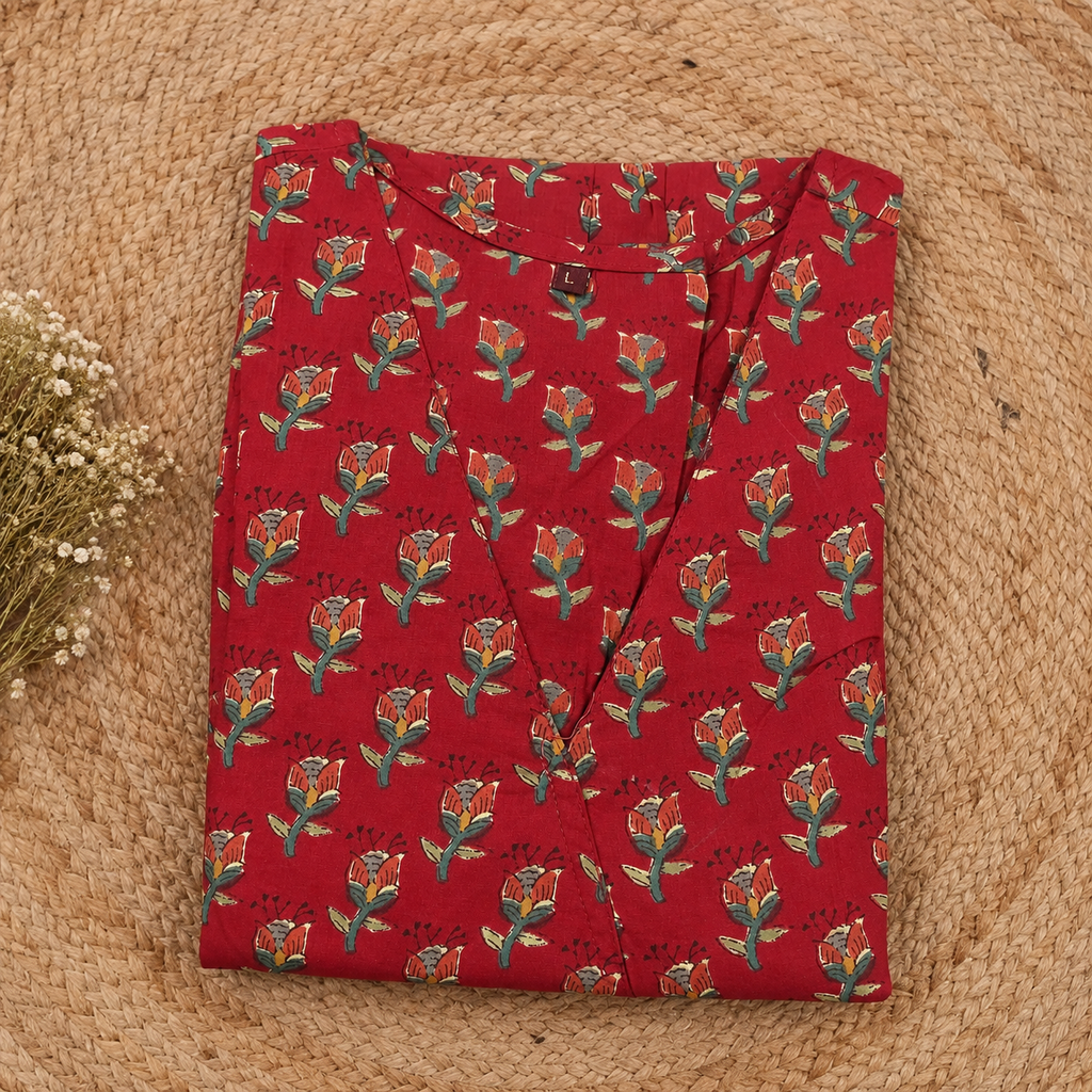 Red Floral Printed Dress