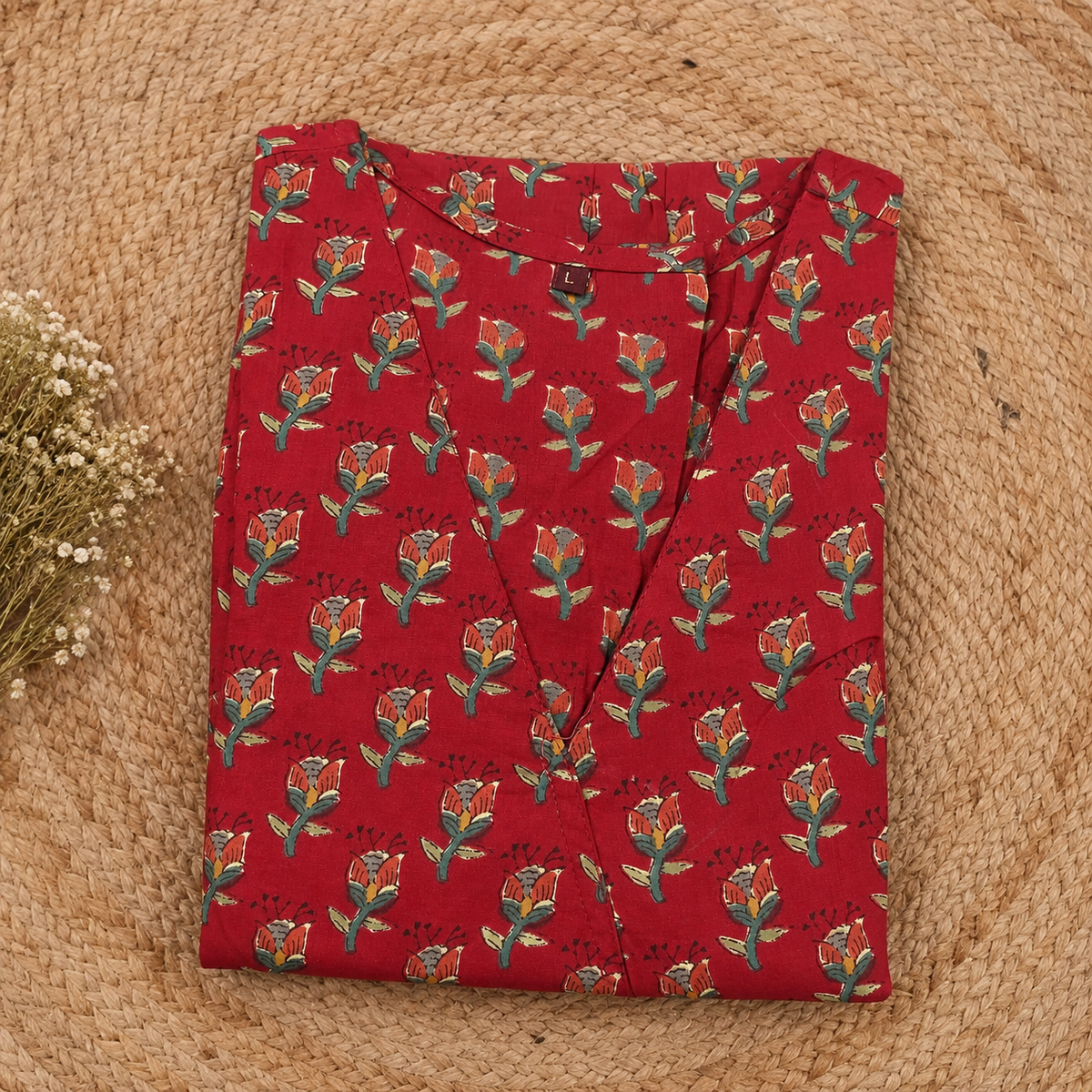 Red Floral Printed Dress