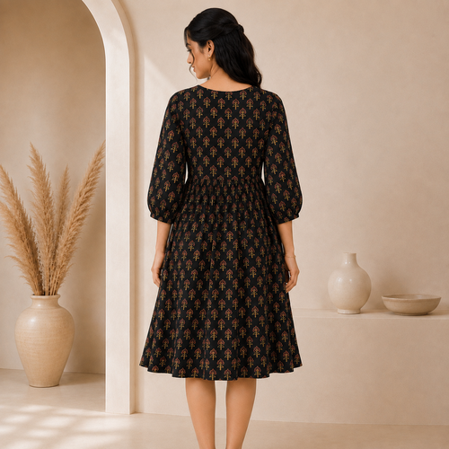 Black Floral Printed Dress