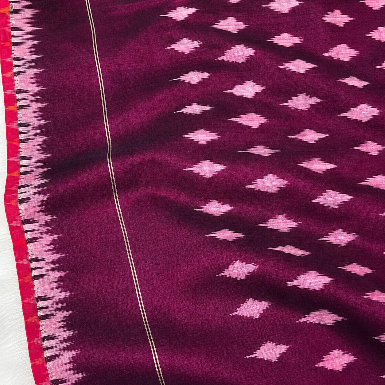 Dual Tone Pink Single Ikat Mercerised Cotton Saree