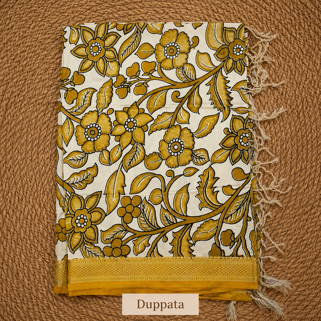 Golden Mangalagiri Silk Dress Material
