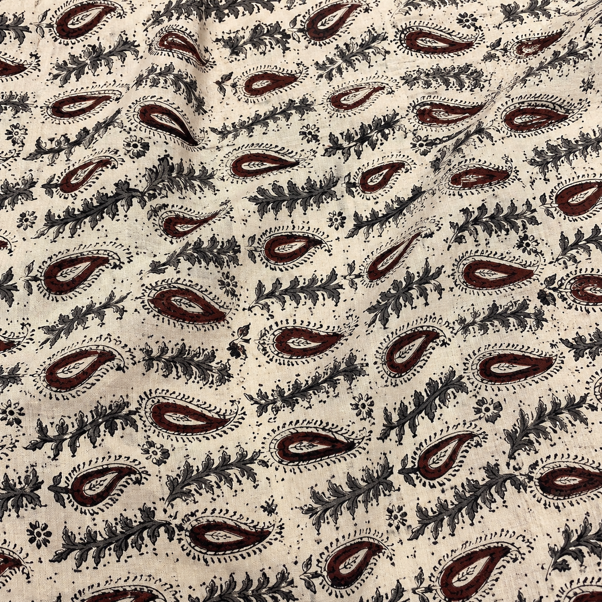 Kalamkari Hand Block Print Mangalgiri Silk Saree with Nizam Border