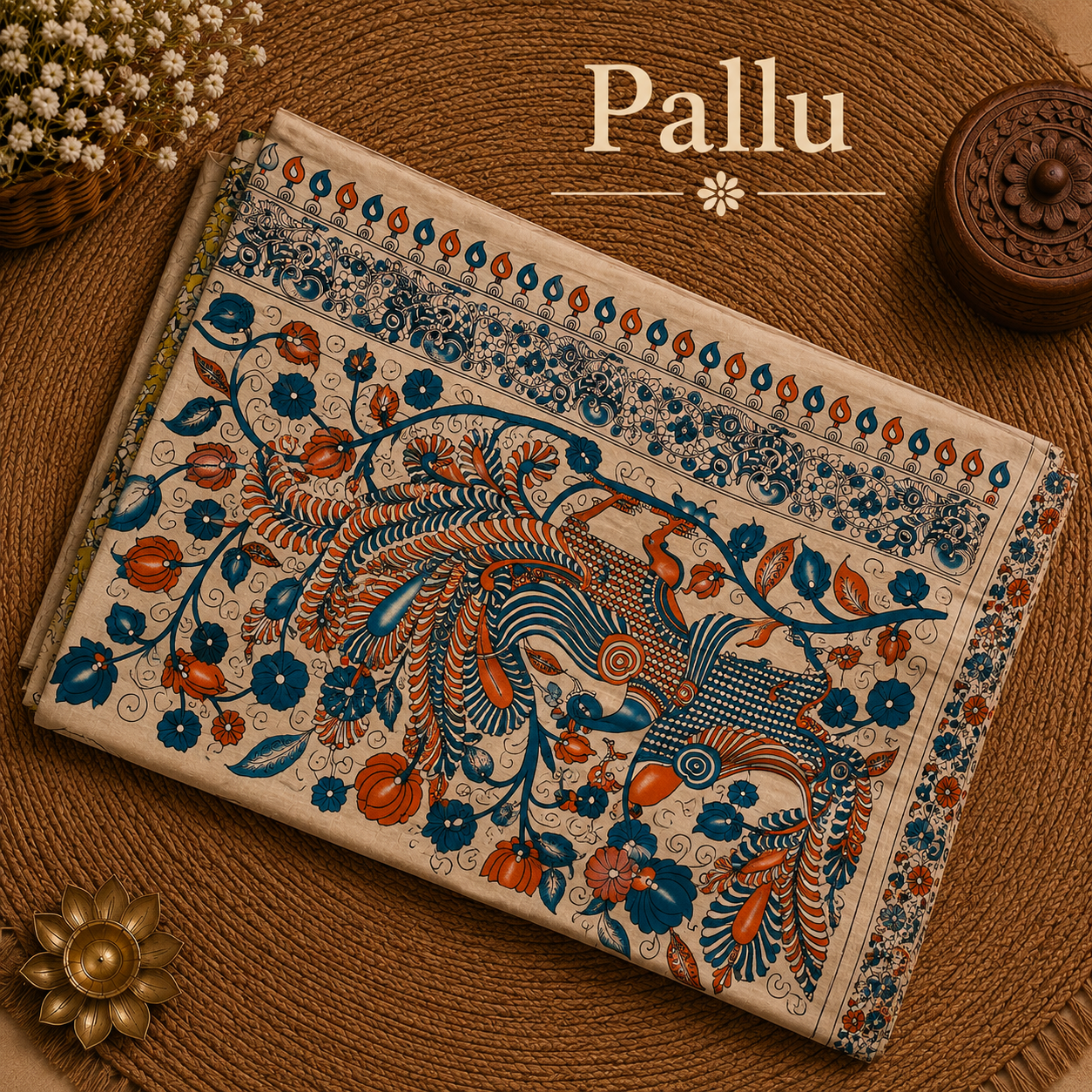 Lime Green Kalamkari Cotton Saree