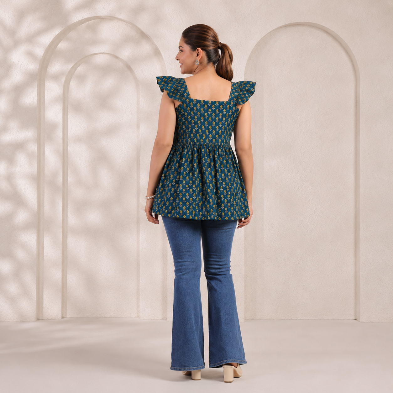 Green Peplum Top with pocket