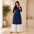 Indigo Blue Ikat Kurta & Palazzo Set