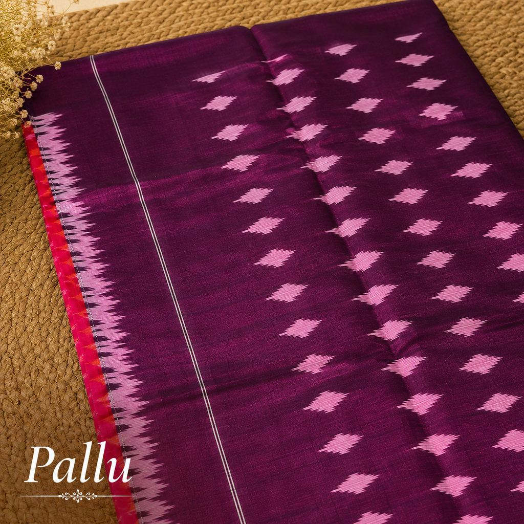 Dual Tone Pink Single Ikat Mercerised Cotton Saree