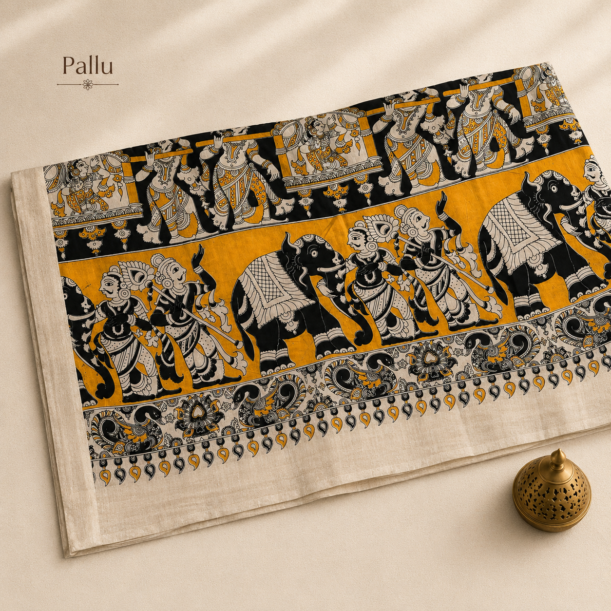 Black Kalamkari Cotton Saree