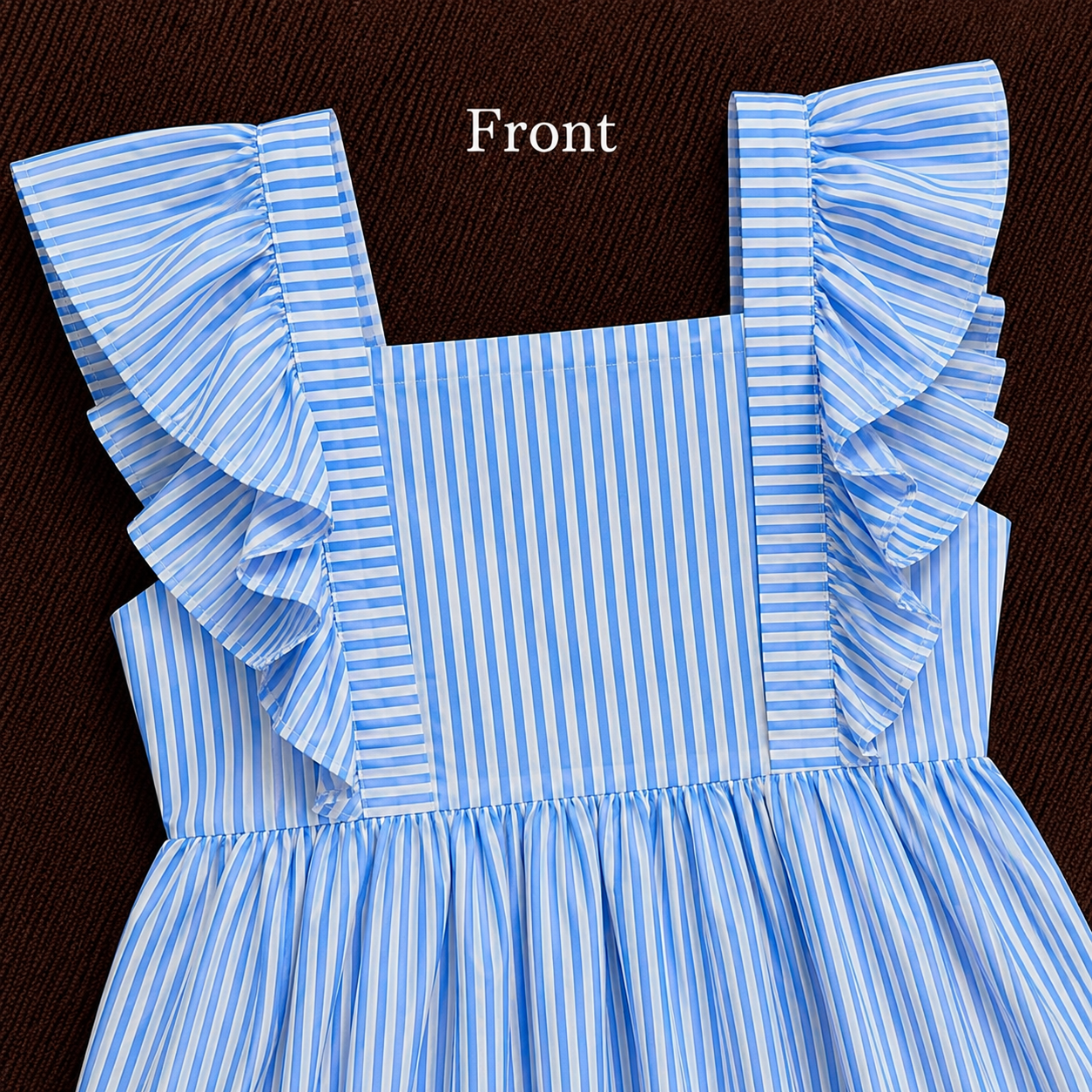 Blue Striped Cotton Midi Dress