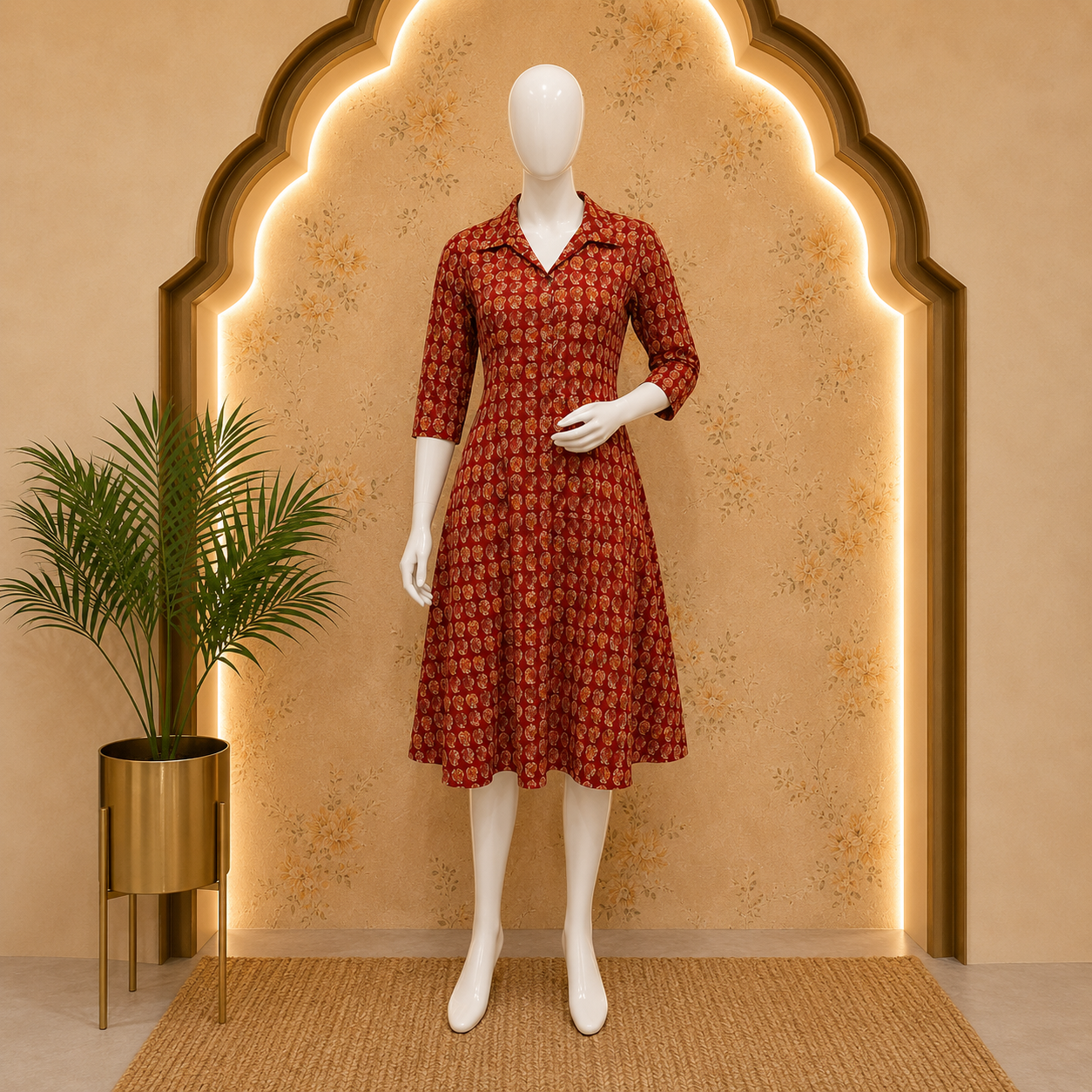 Kalamkari Men's Collar A-Line Kurthi