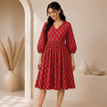 Red Floral Printed Dress