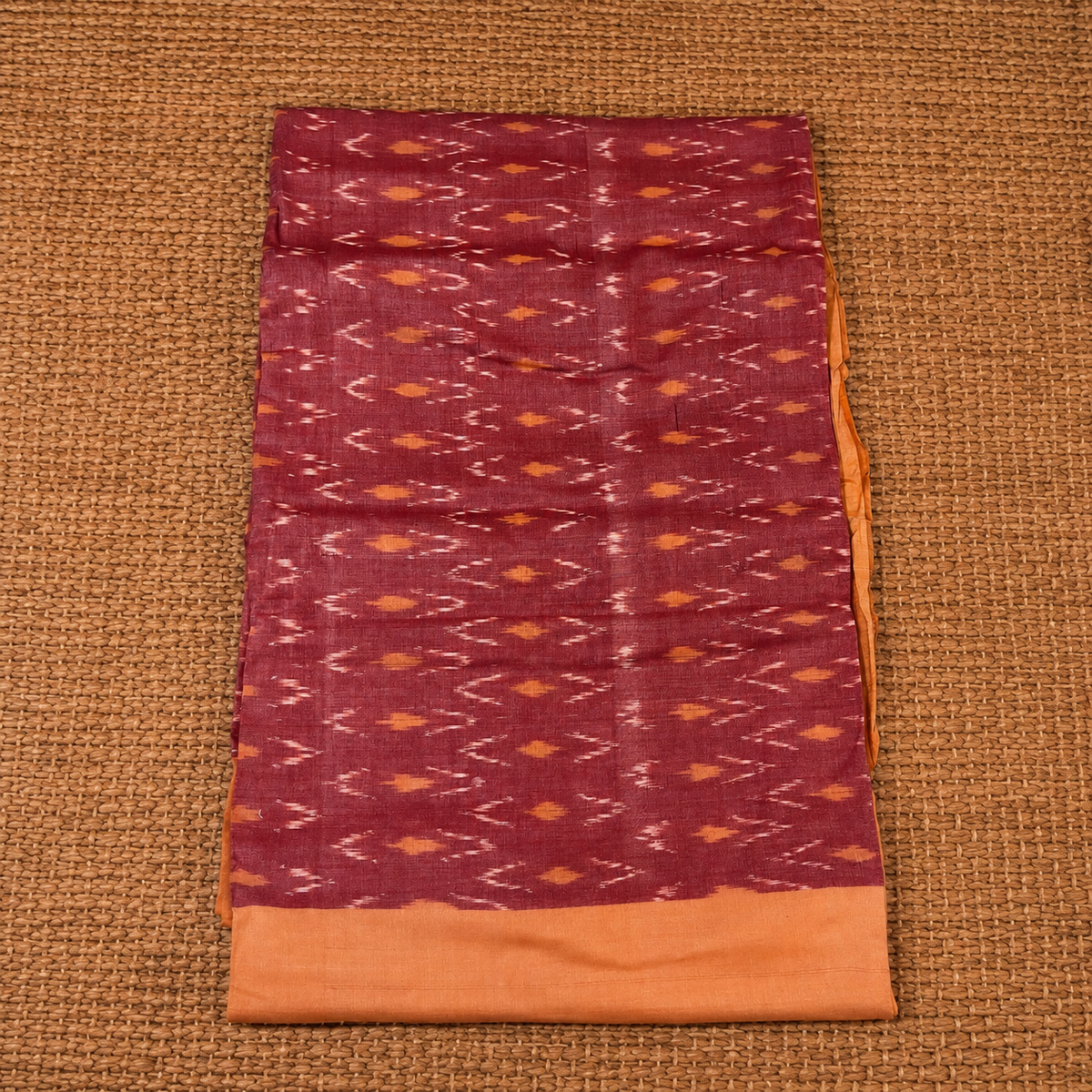 Peach & Orange Single Ikat Mercerised Cotton Saree
