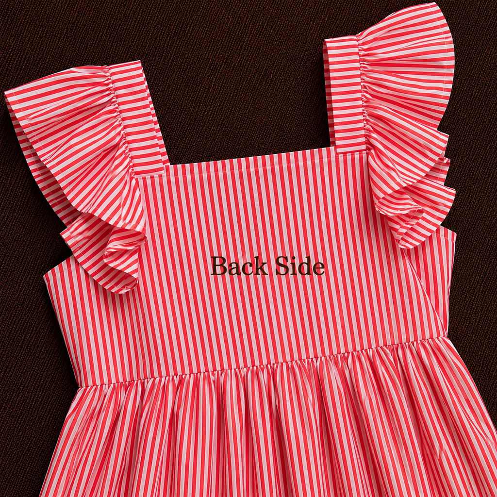 Red Striped Cotton Midi Dress