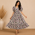 Beige Kalamkari Frill Frock