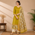 Golden Mangalagiri Silk Dress Material