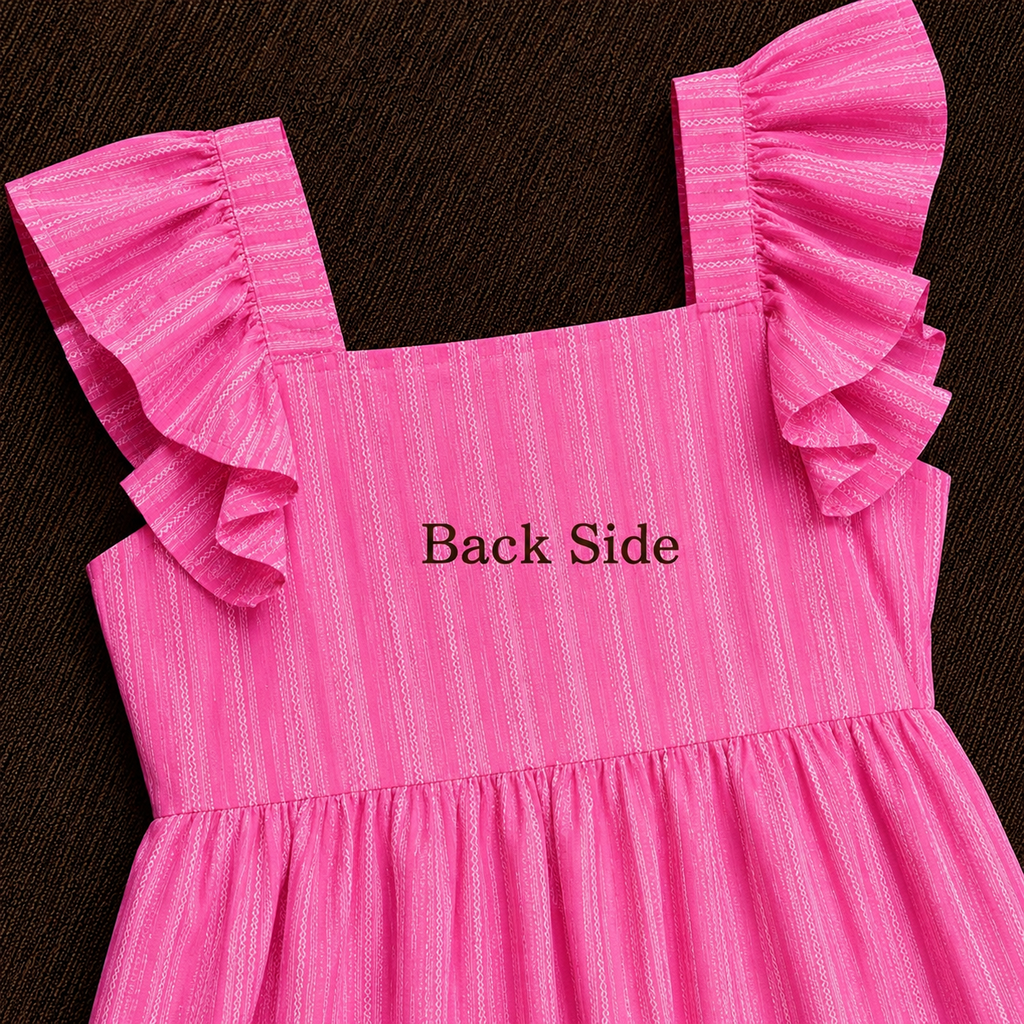 Pink Striped Cotton Midi Dress