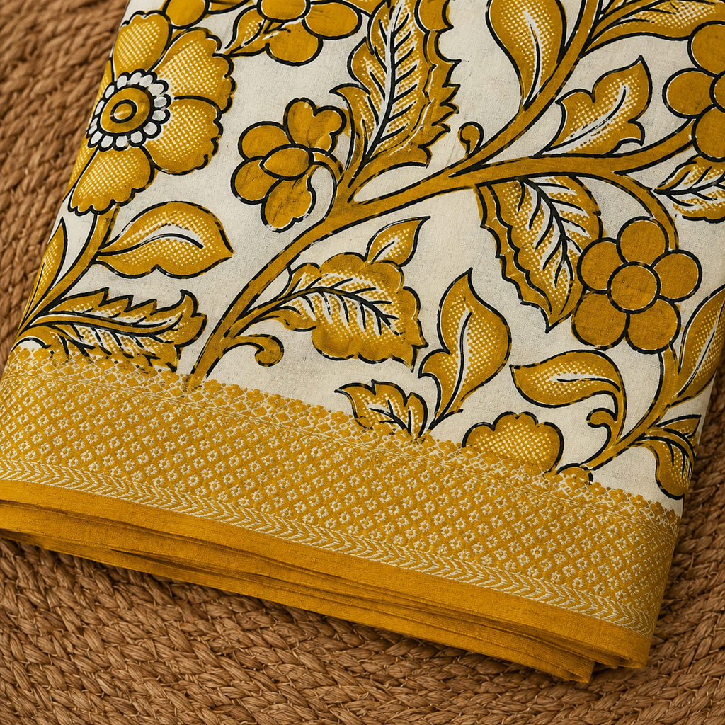 Golden Mangalagiri Silk Dress Material