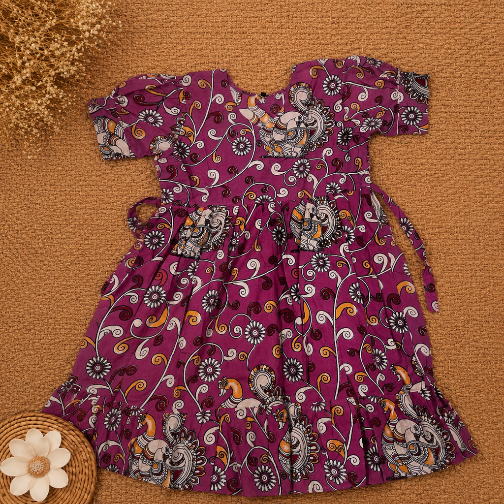 Pink Kalamkari Frill Frock