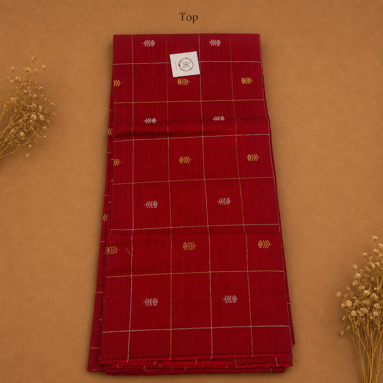 Red Raw Silk Top & Madhubani Kalamkari Dupatta – Dress Material