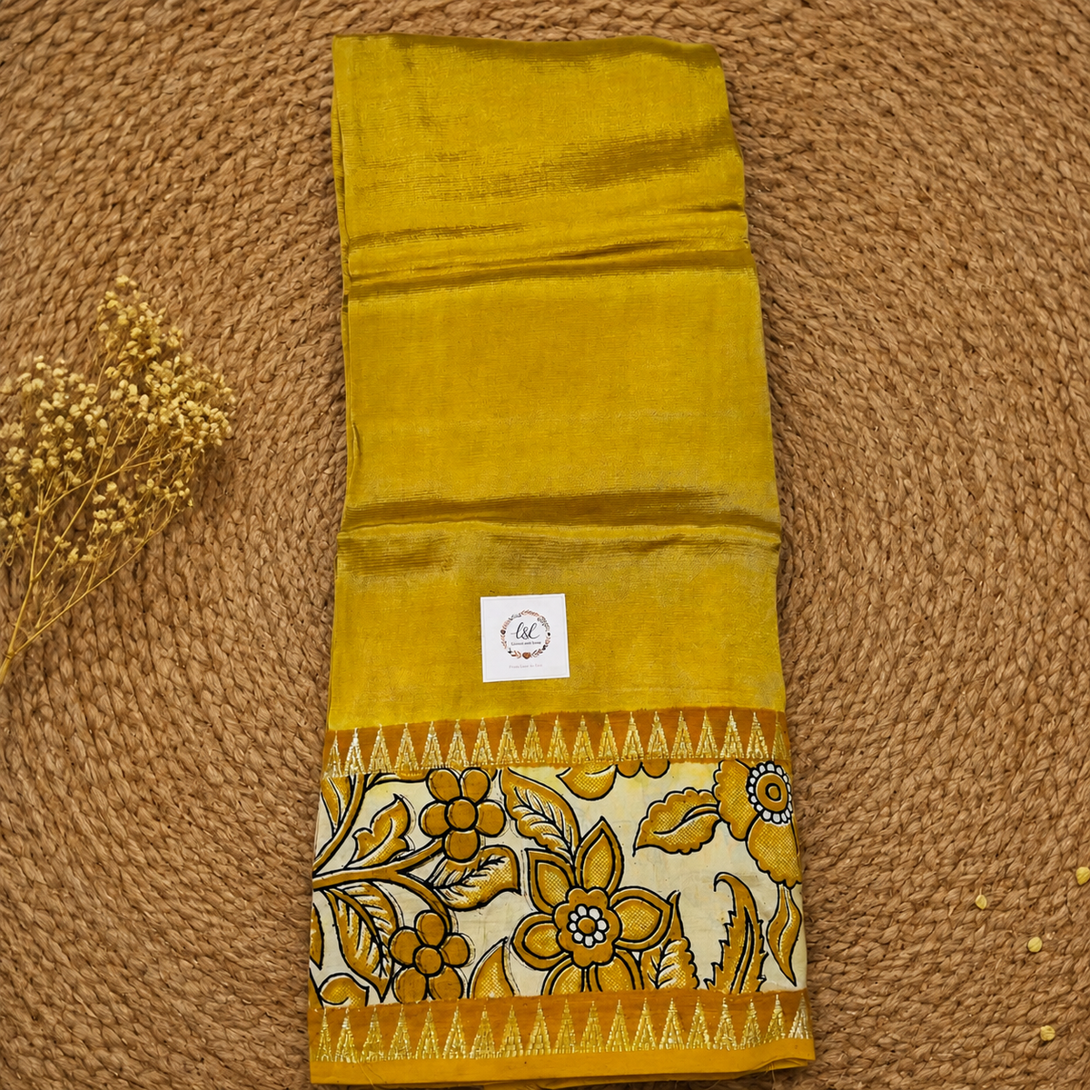Golden Mangalagiri Silk Dress Material