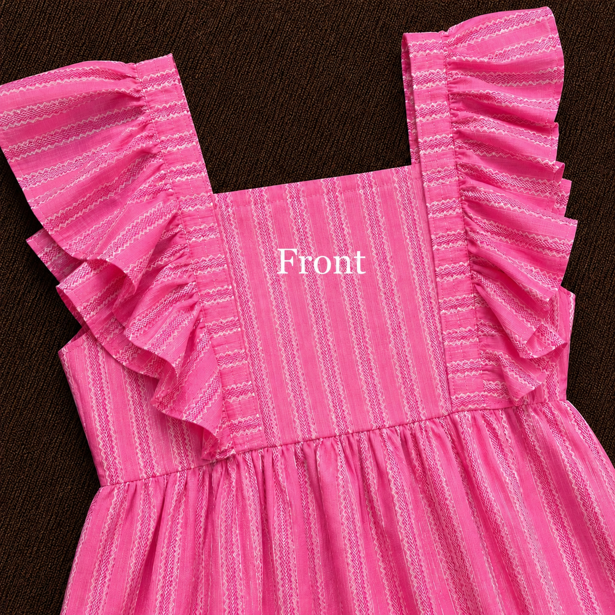 Pink Striped Cotton Midi Dress