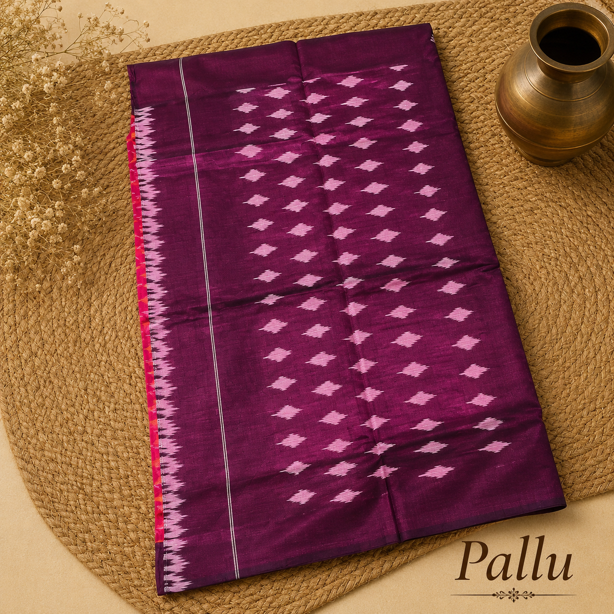 Dual Tone Pink Single Ikat Mercerised Cotton Saree