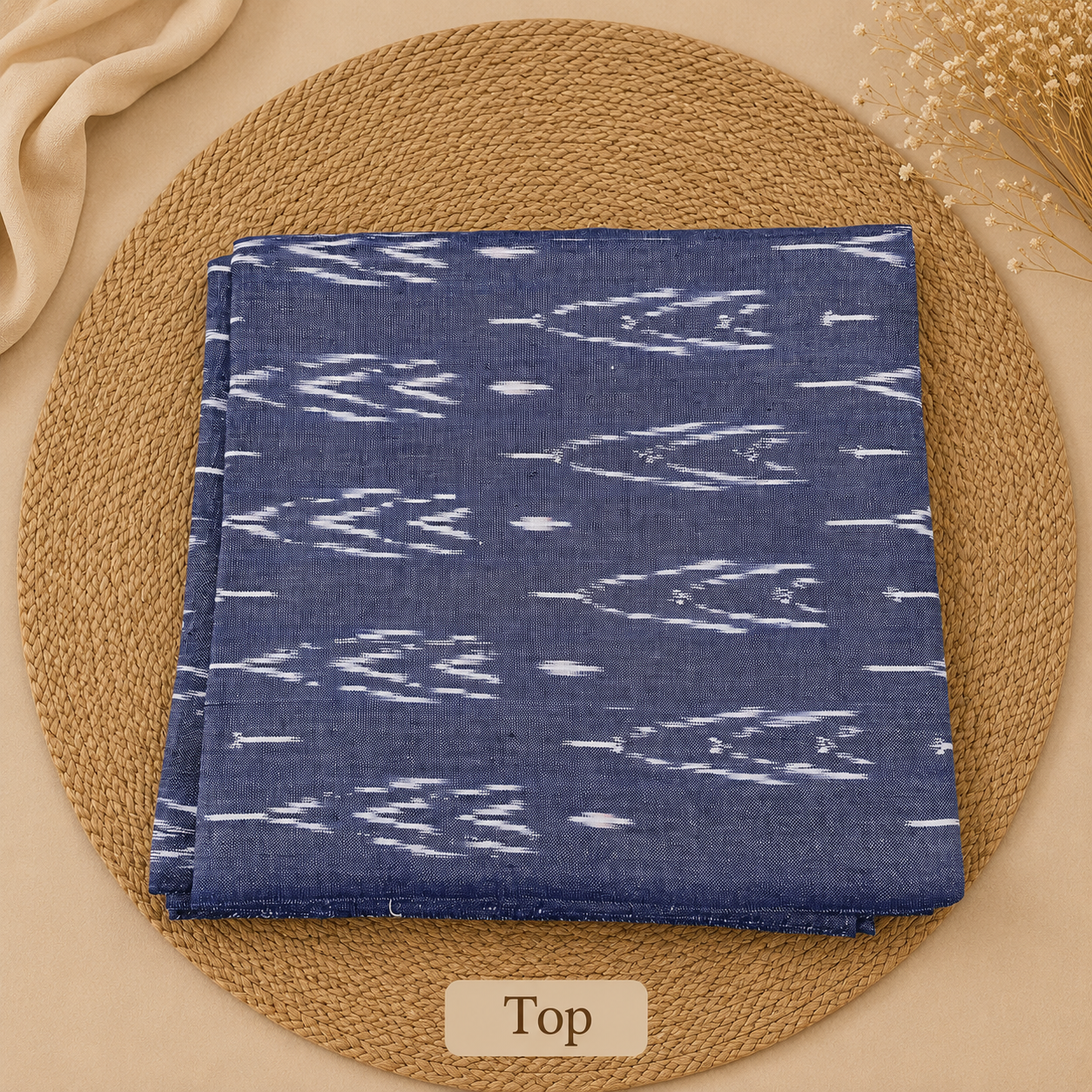Ikat Cotton Dress Material – Grey & Beige