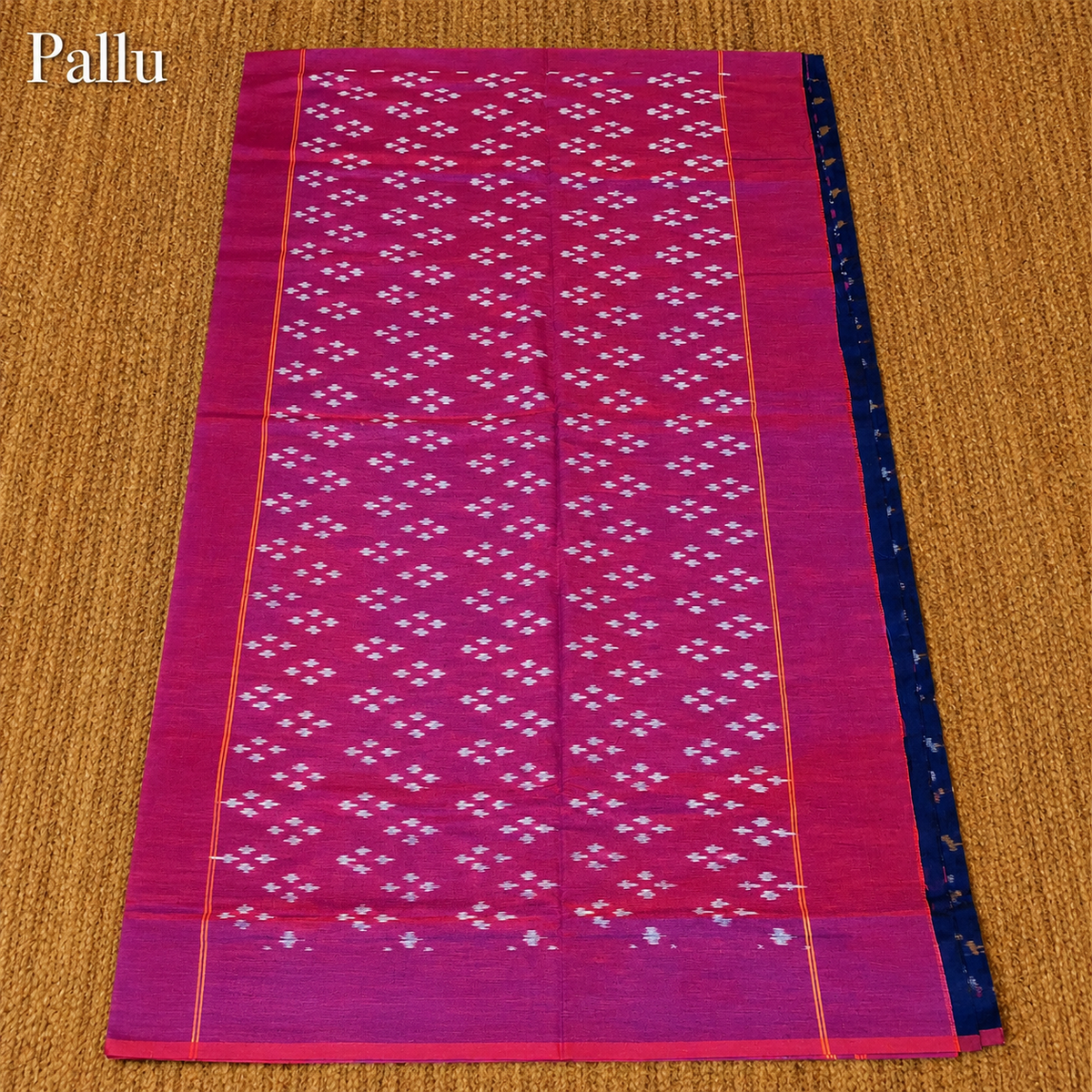 Blue & Pink Single Ikat Mercerised Cotton Saree