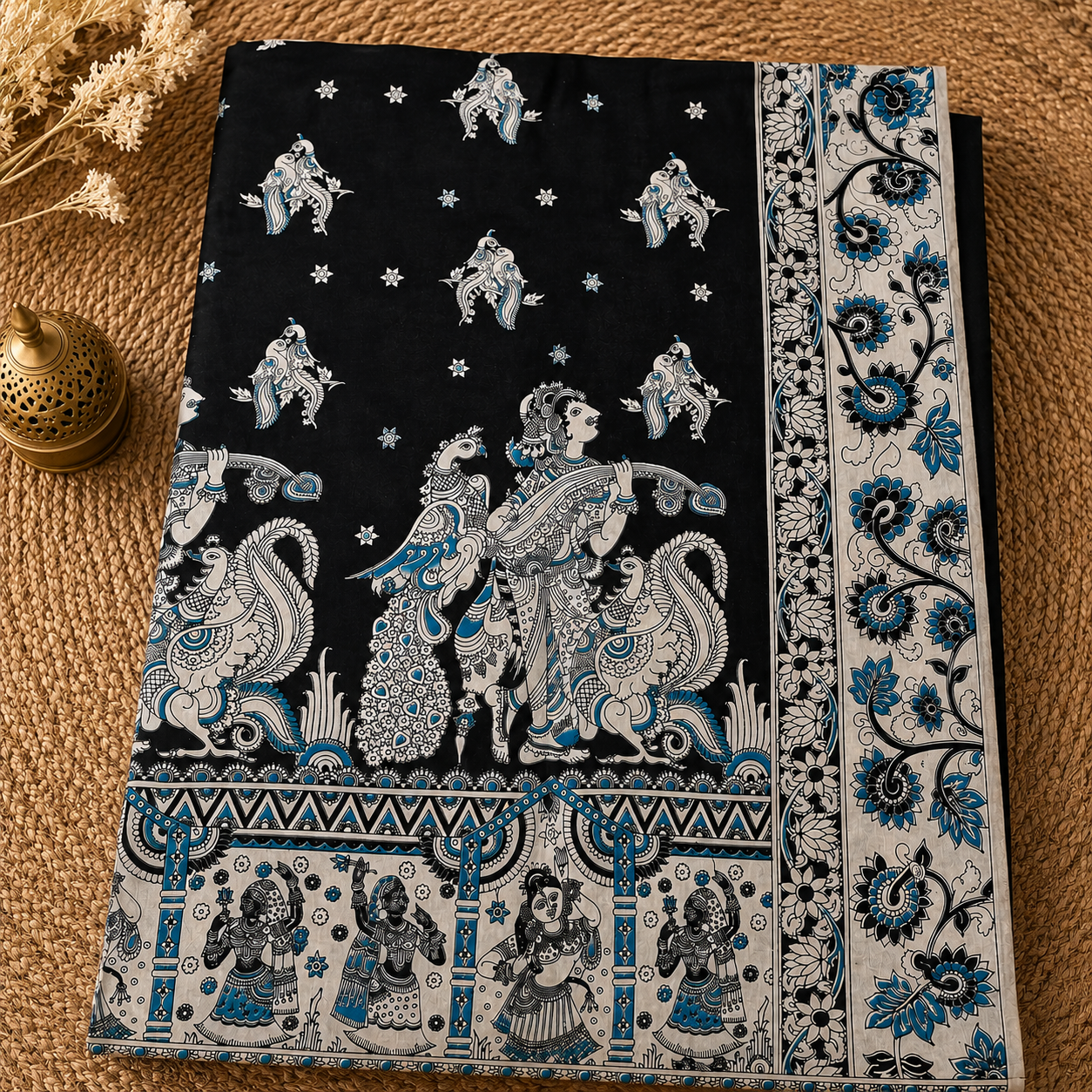 Black Kalamkari Cotton Saree