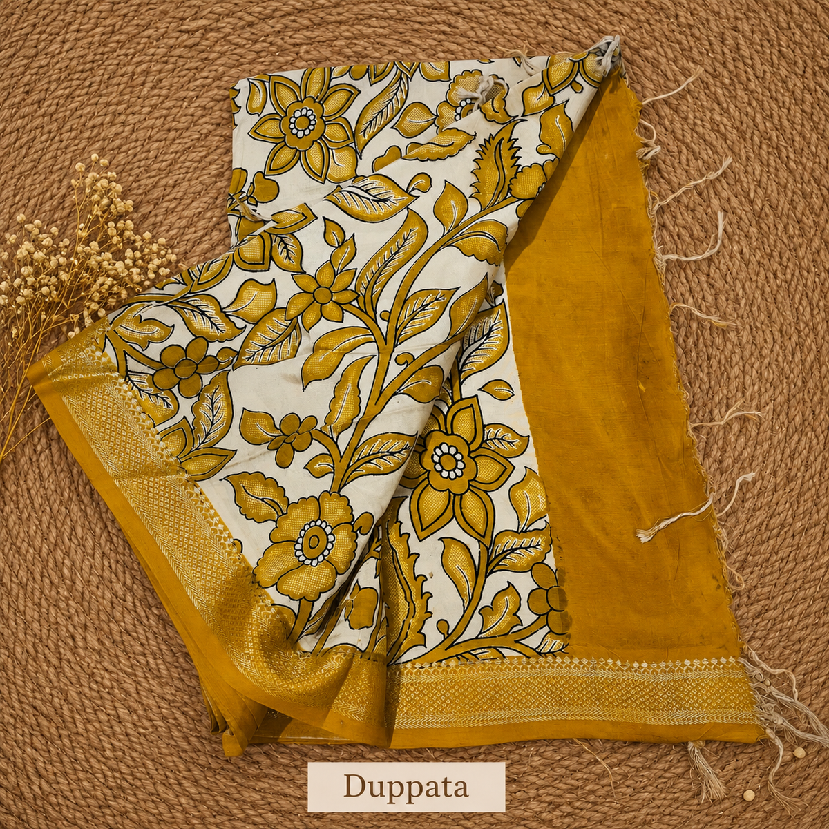 Golden Mangalagiri Silk Dress Material