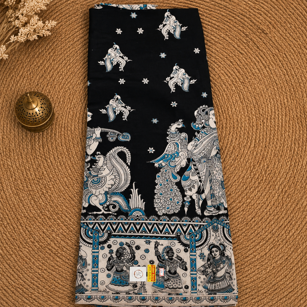 Black Kalamkari Cotton Saree