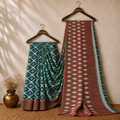 Green & Maroon Single Ikat Mercerised Cotton Saree
