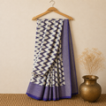 Purple & Off-White Single Ikat Mercerised Cotton Saree