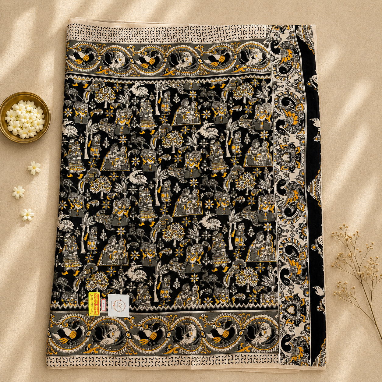 Black Kalamkari Cotton Saree