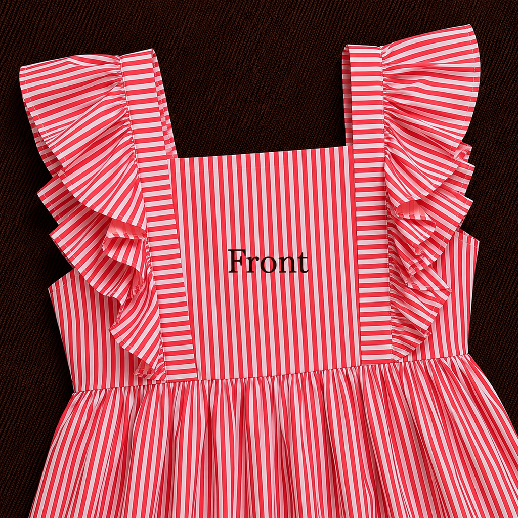 Red Striped Cotton Midi Dress