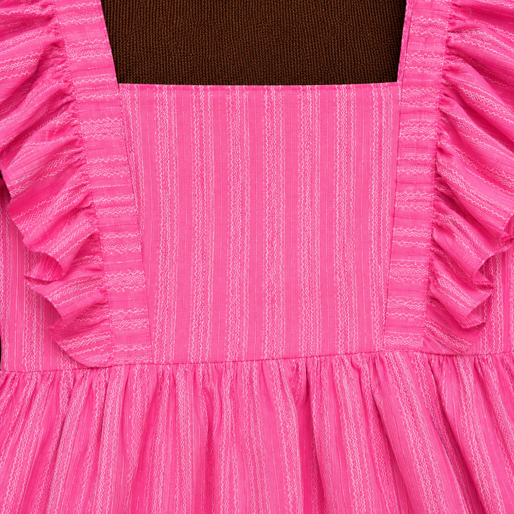 Pink Striped Cotton Midi Dress
