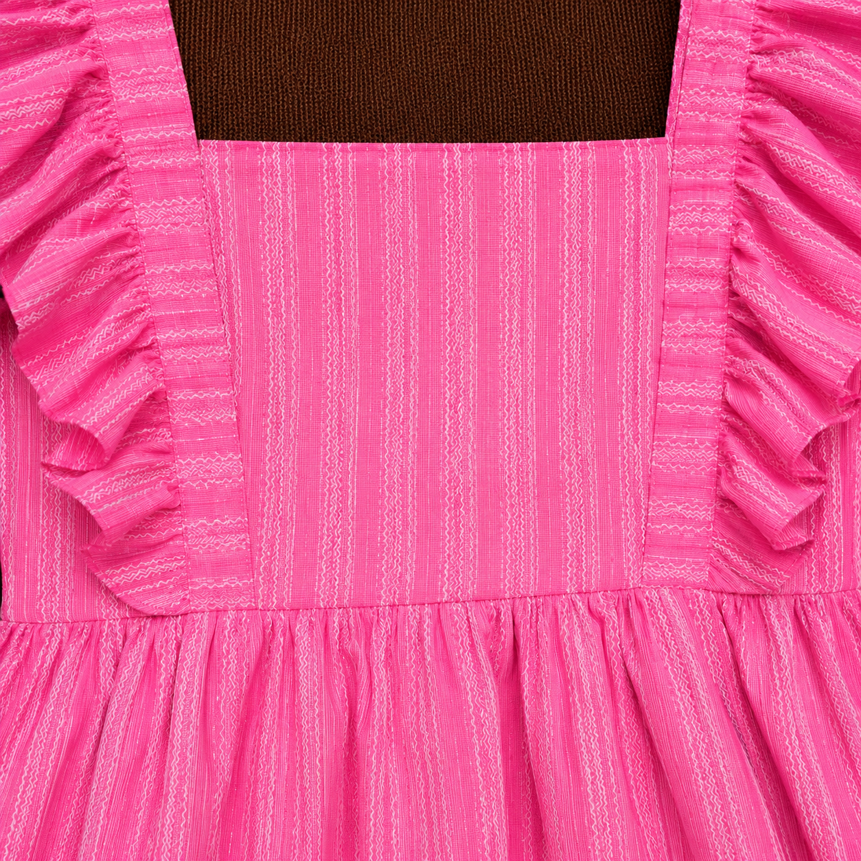Pink Striped Cotton Midi Dress