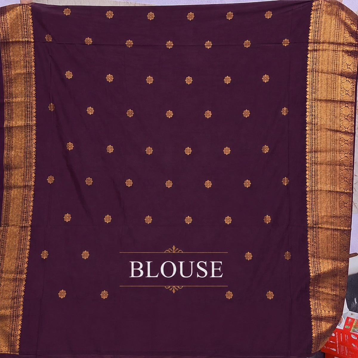 Cream & Burgundy Semi Gadwal Silk Saree