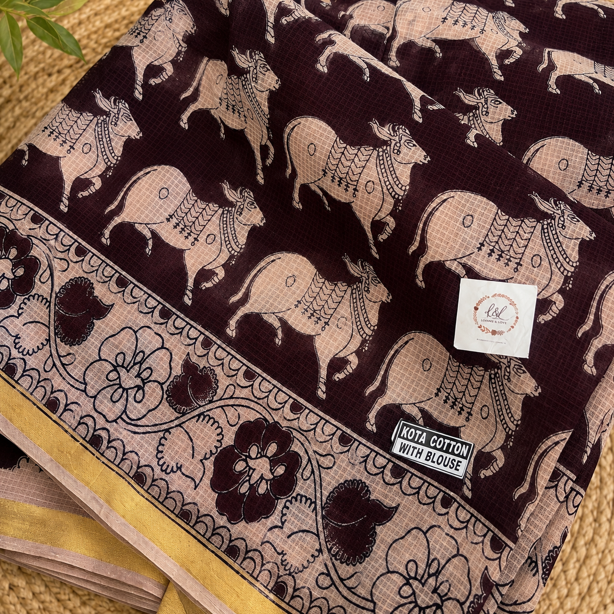 Brown Kalamkari Kota Cotton Saree