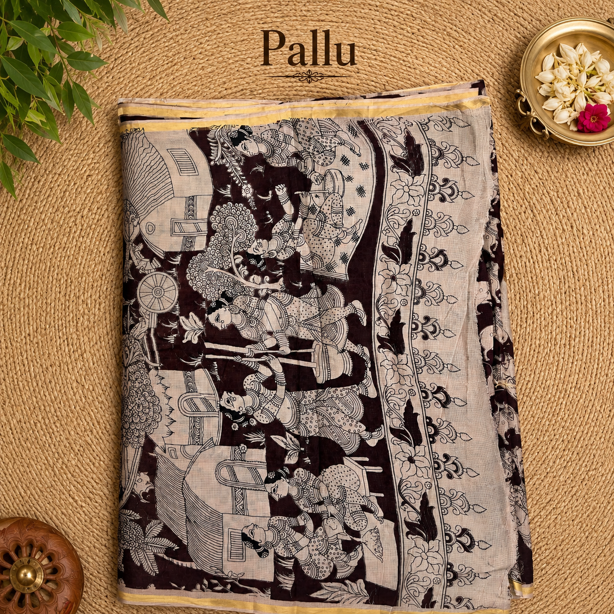 Brown Kalamkari Kota Cotton Saree