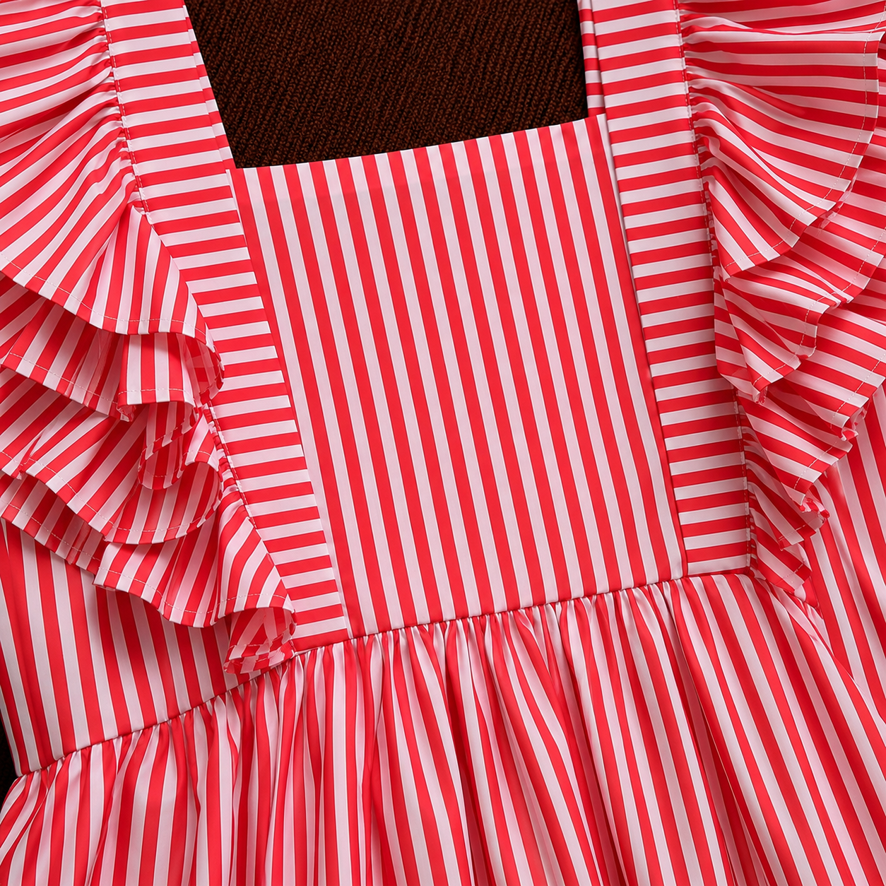 Red Striped Cotton Midi Dress