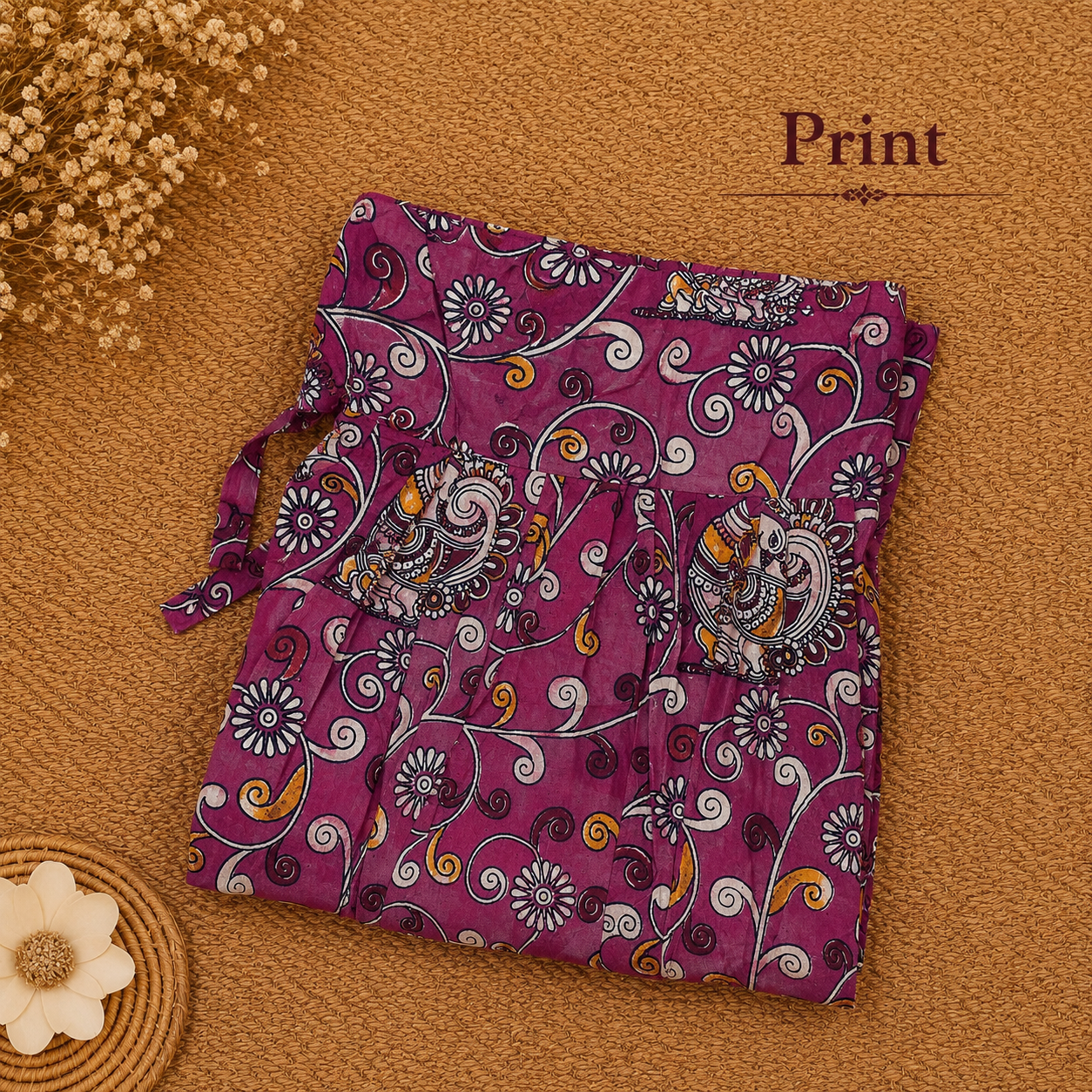 Pink Kalamkari Frill Frock