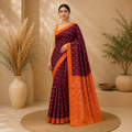 Plum Purple Single Ikkath Pochampally Cotton Saree –