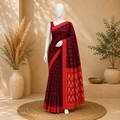 Maroon Single Ikkath Pochampally Cotton Saree