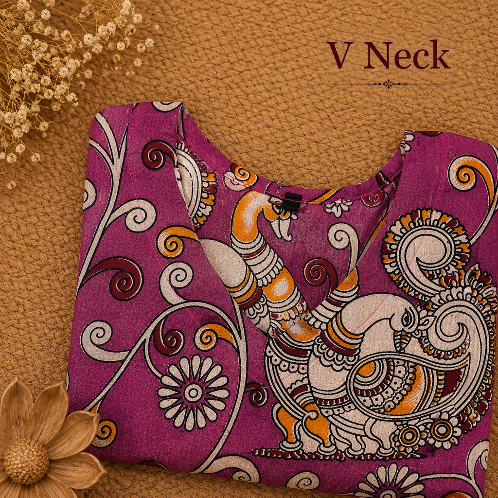 Pink Kalamkari Frill Frock